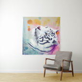 Witte Tijger Wilde Natuur Dierlijke Kleuren Kunst  Wandkleed (In Situ (horizontaal))