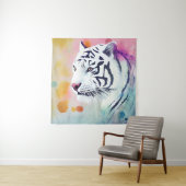 Witte Tijger Wilde Natuur Dierlijke Kleuren Kunst  Wandkleed (In situ)