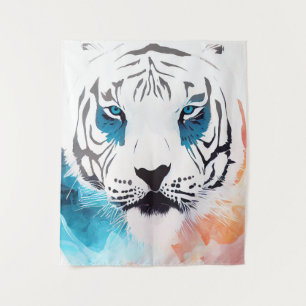 Witte Tijger Wilde Natuur Dierlijke Kleuren Kunst Wandkleed