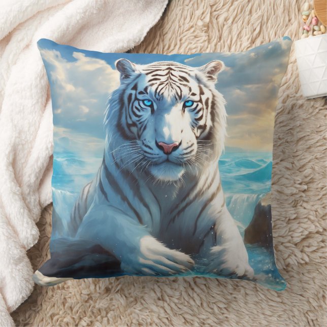 Witte Tijger Worp Kussen (Deken)