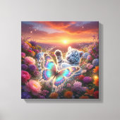 Witte tijgerbaby met vlinder canvas afdruk (Voorkant)