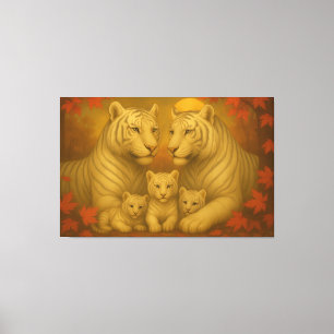Witte Tijgerfamilie – Ultra Premium Kunstcanvas Canvas Afdruk