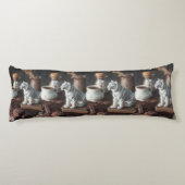 Witte Tijgerfiguur – Rustieke Chocolade & Koffie Lichaamskussen (Achterkant)