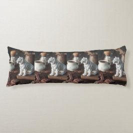 Witte Tijgerfiguur – Rustieke Chocolade & Koffie  Lichaamskussen