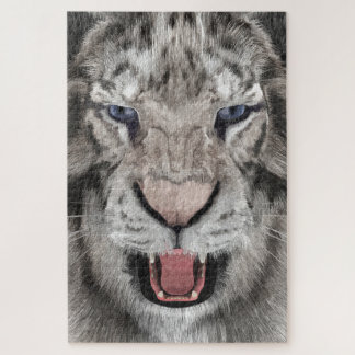Witte Tijgerkop Natuur Esthetiek Legpuzzel