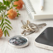 Witte tijgerkop sleutelhanger (Zijkant)