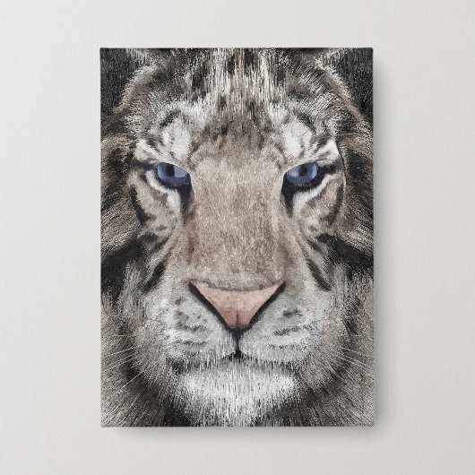 Witte Tijgerkop Wilde Schoonheid Button (Voorkant)