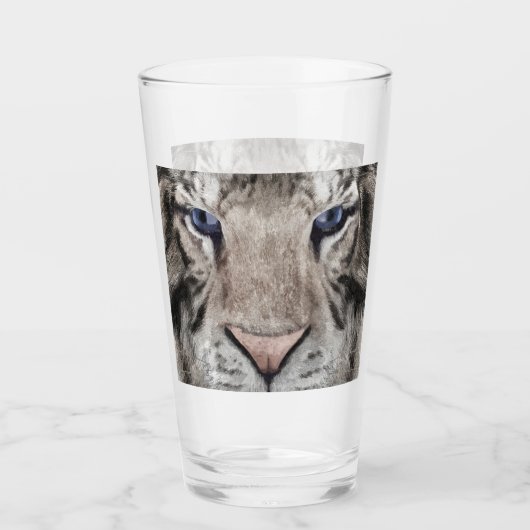 Witte Tijgerkop Wilde Schoonheid Glas (Voorkant)