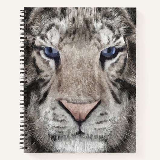 Witte Tijgerkop Wilde Schoonheid Notitieboek (Voorkant)