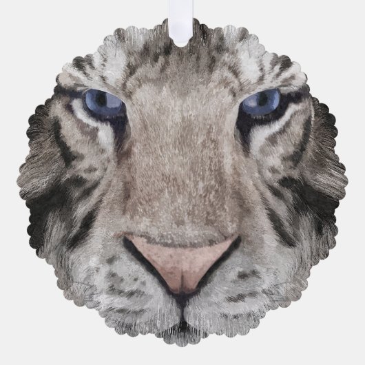 Witte Tijgerkop Wilde Schoonheid Ornament Kaart (Voorkant)