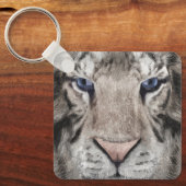 Witte Tijgerkop Wilde Schoonheid Sleutelhanger (Voorkant)