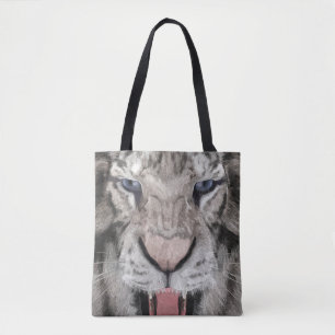 Witte Tijgerkop Wilde Schoonheid Tote Bag