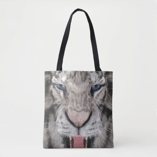 Witte Tijgerkop Wilde Schoonheid Tote Bag (Voorkant)