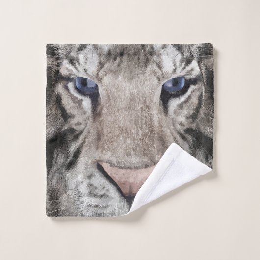 Witte Tijgerkop Wilde Schoonheid Washandje (Wasdoekje)
