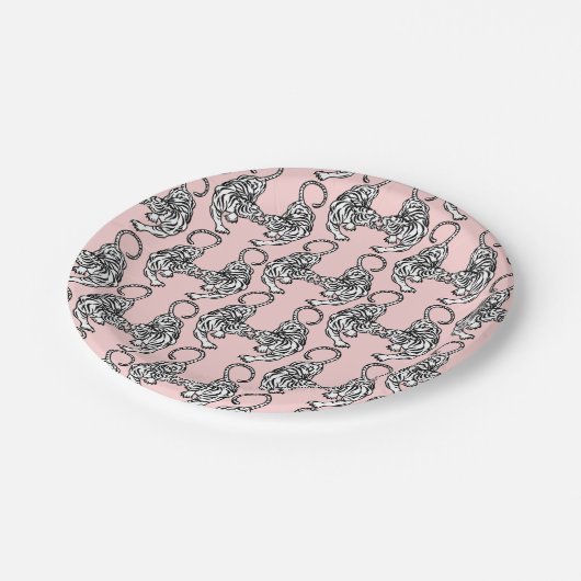 Witte tijgerpapieren Borden Papieren Bordje (Gekanteld)