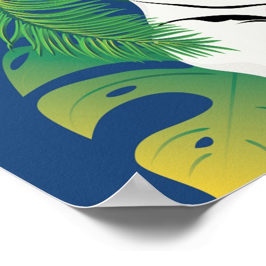 Witte tijgerportret met tropische bladeren poster (Hoek)