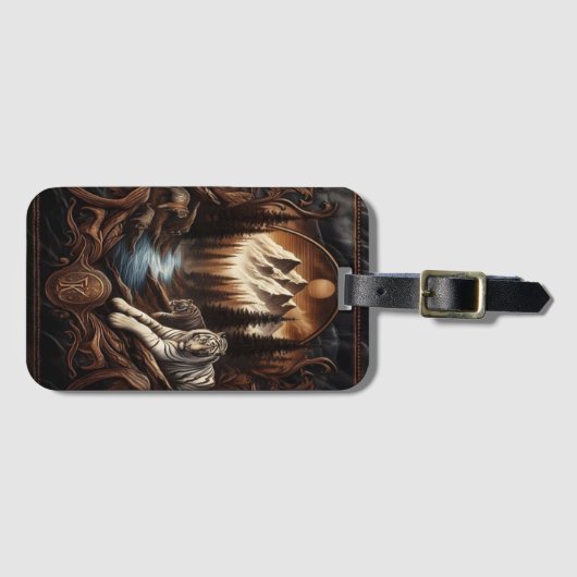 Witte tijgers in een bergstroom bagagelabel (Voorkant (horizontaal))