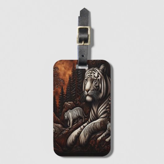 Witte tijgers in een uitgesneden bos bagagelabel (Voorkant (verticaal))