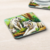 Witte tijgers in het Oerwoud. Bestel nu Bier Onderzetter (Linkerzijde)