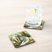 Witte tijgers in het Oerwoud. Bestel nu Bier Onderzetter (Rechterzijde)