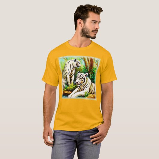 Witte tijgers in het Oerwoud. Bestel nu T-shirt (Voorkant volledig)