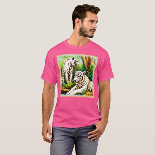 Witte tijgers in het Oerwoud. Bestel nu T-shirt (Voorkant volledig)