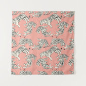Witte tijgers: roze exotisch patroon wandkleed (Voorkant (horizontaal))
