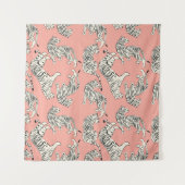 Witte tijgers: roze exotisch patroon wandkleed (Voorkant)