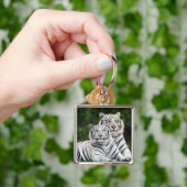 Witte tijgers sleutelhanger (Hand)