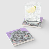 Witte Tijgers Stenen Onderzetter (Zijkant)
