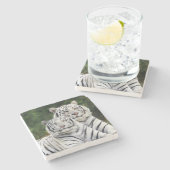 Witte tijgers stenen onderzetter (Zijkant)