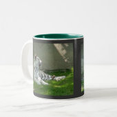 Witte tijgers tweekleurige koffiemok (Voorkant links)