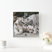 Witte tijgers vierkante klok (Huis)