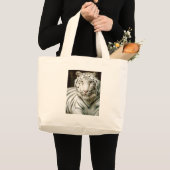 Witte tijgerstrandtas grote tote bag (Voorkant (product))