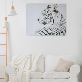 Witte tijgerWaterverf Canvas Afdruk