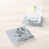 Witte tijgerWaterverf Glazen Onderzetter (Schuin)