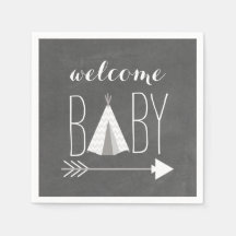 Witte Tipi Baby shower Papier servet
