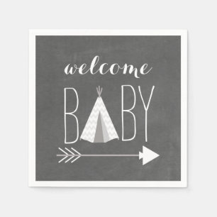 Witte Tipi Baby shower Papier servet