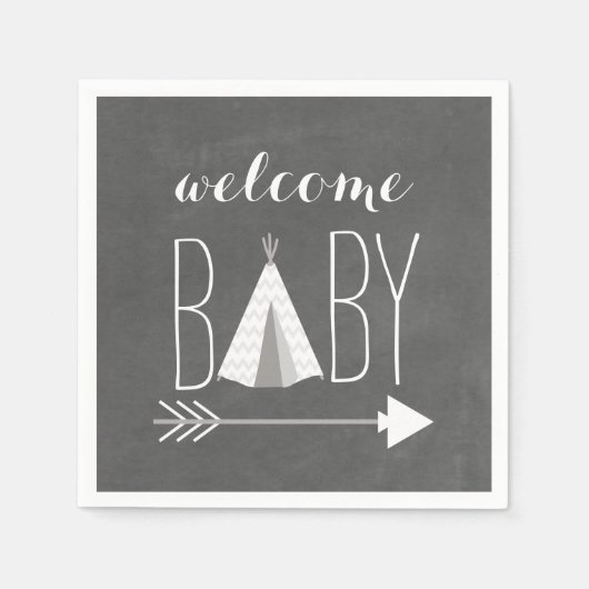 Witte Tipi Baby shower Papier servet (Voorkant)