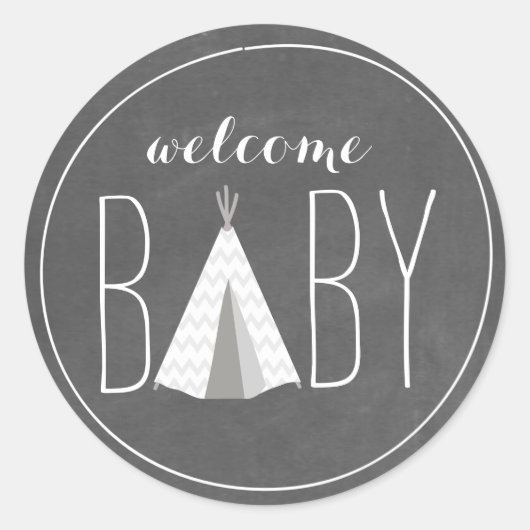 Witte Tipi Baby showers Sticker - Krijtbord (Voorkant)