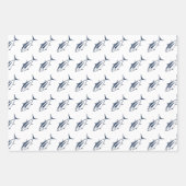 Witte tonijn in marineblauw op wit in groot inpakpapier vel (Voorkant 2)