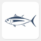 Witte tonijn Vis in marien blauw en wit Vierkante Sticker (Voorkant)