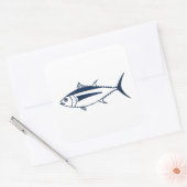 Witte tonijn Vis in marien blauw en wit Vierkante Sticker (Envelop)