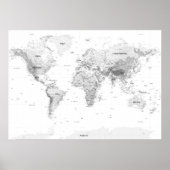 Witte Topografische Wereldkaart Poster (Voorkant)