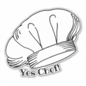 Witte Toque Blanche Chefs Pet Ja Chef Quote Sticker (Voorkant)