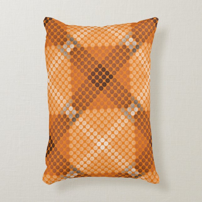 Witte tot bruine cirkels op sinaasappel, die vierk accent kussen (Voorkant(Verticaal))