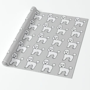 Witte Toy Poodle Hond Patroon Cartoon Illustratie Cadeaupapier