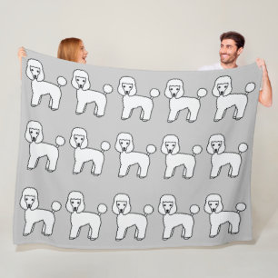 Witte Toy Poodle Honden Patroon Op Grijze Kleur Fleece Deken