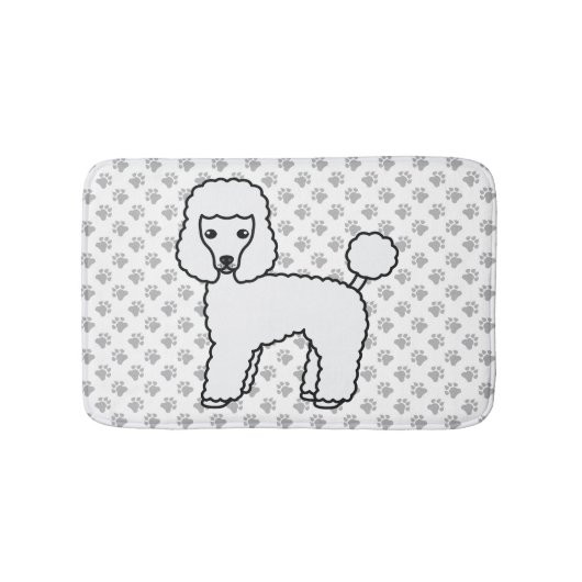 Witte Toy Poodle Schattige Cartoon Hond Badmat (Voorkant)