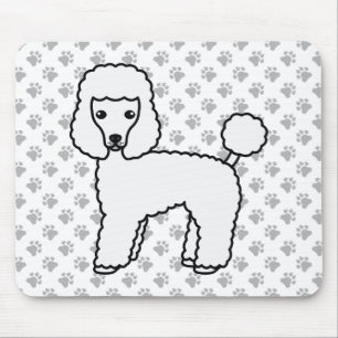 Witte Toy Poodle Schattige Cartoon Hond Muismat